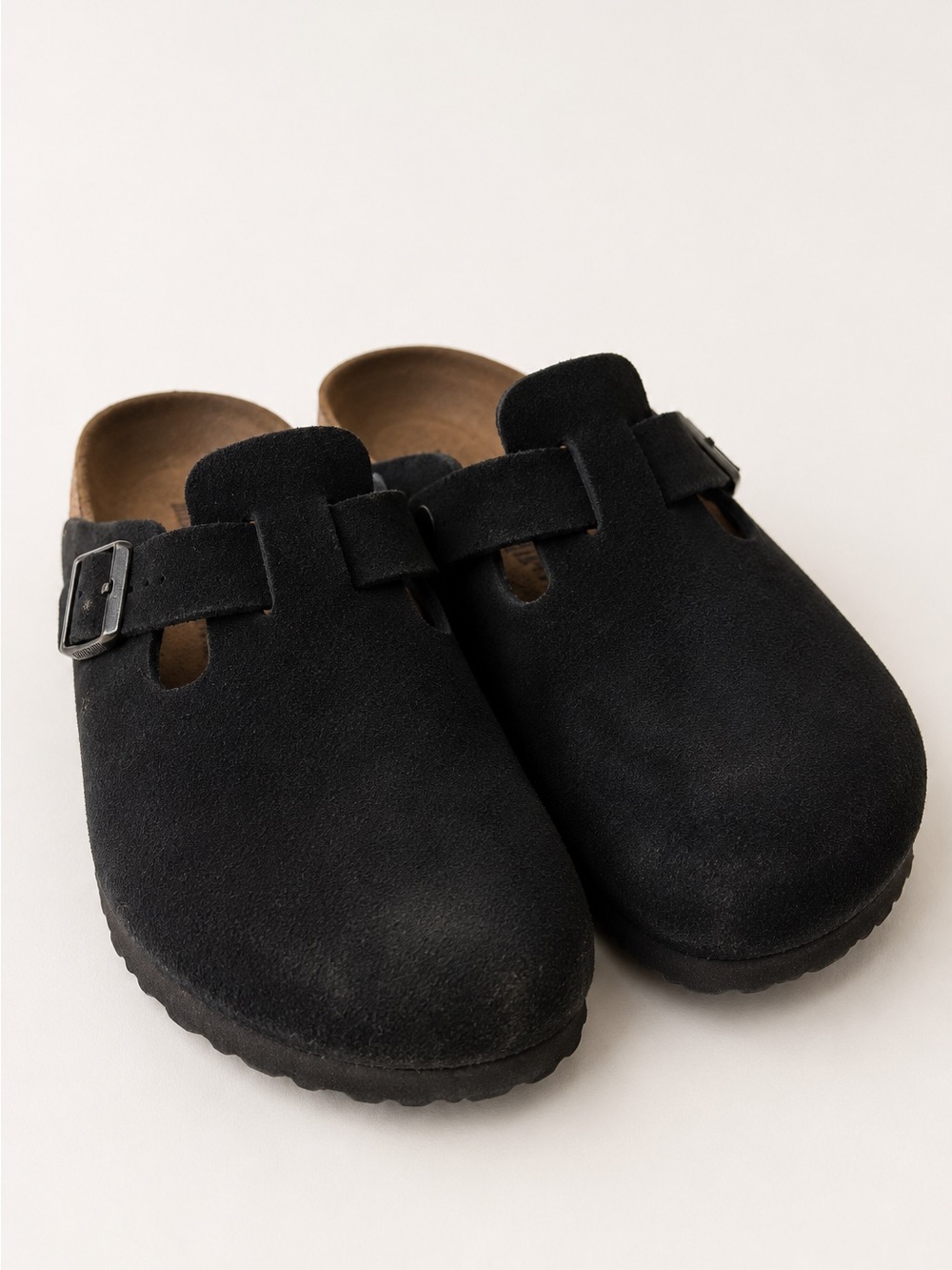 Birkenstock Black Suede Boston Clogs